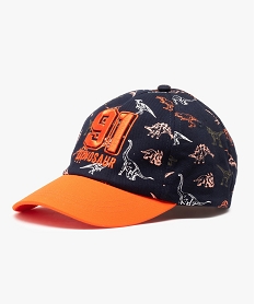 GEMO Casquette garçon avec motifs dinosaures et visière fluo Bleu