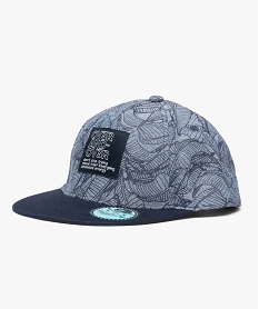 GEMO Casquette garçon en chambray imprimé feuillage Bleu