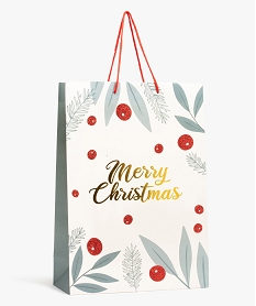 GEMO Pochette cadeau de Noël avec motifs pailletés en papier recyclé Blanc
