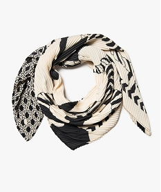 GEMO Foulard femme bicolore en maille satinée gaufrée Noir