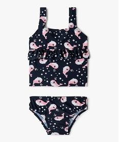 GEMO Maillot de bain bébé fille 2 pièces tankini à motif baleine Imprimé