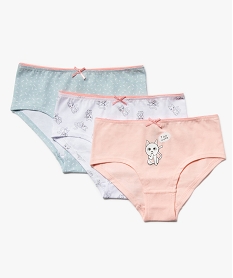 GEMO Shorties fille en coton à motifs chats (lot de 3) Multicolore