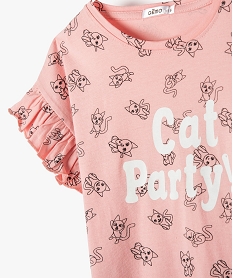 chemise de nuit fille a manches courtes et motifs chats imprime pyjamasG040901_2