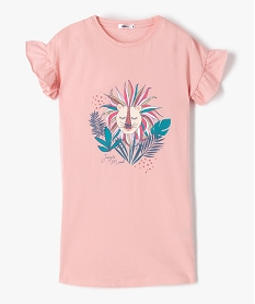 GEMO Chemise de nuit fille à manches courtes avec motif pailleté rose standard