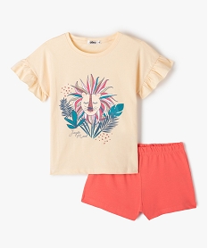 GEMO Pyjashort fille avec bicolore avec motif jungle Jaune