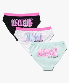 GEMO Culottes fille en coton stretch inscriptions villes américaines (lot de 3) Multicolore
