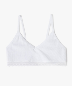 GEMO Brassière à fines bretelles en maille côtelée fille blanc vif