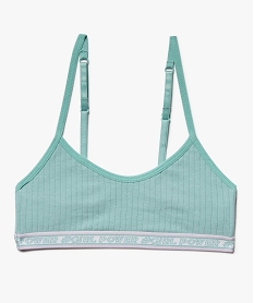 GEMO Brassière fille à fines bretelles en maille côtelée Vert