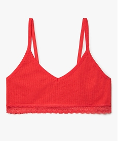 GEMO Brassière à fines bretelles en maille côtelée fille Rose