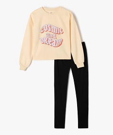 GEMO Pyjama fille bicolore avec haut molletonné Orange