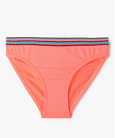 GEMO Slip de bain fille avec ceinture multicolore et pailletée Orange