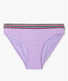 GEMO Slip de bain fille avec ceinture multicolore et pailletée Violet