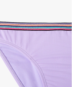 slip de bain fille avec ceinture multicolore et pailletee violetG052001_2