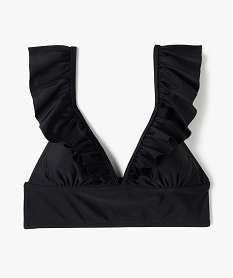 GEMO Haut de maillot de bain fille triangle avec bretelles volantées Noir