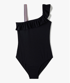 GEMO Maillot de bain fille une pièce à col asymétrique Noir