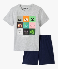 GEMO Pyjashort garçon bicolore à manches courtes – Minecraft Gris