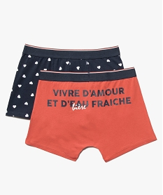 GEMO Boxer homme avec motifs cœurs et inscription (lot de 2) Multicolore