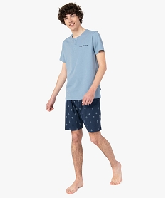 GEMO Pyjashort homme bicolore Bleu