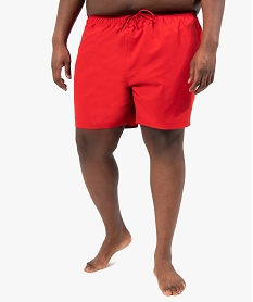 GEMO Short de bain homme grande taille uni Rouge