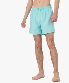GEMO Short de bain homme uni Bleu