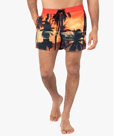 GEMO Short de bain homme à motifs palmiers - Freegun Jaune