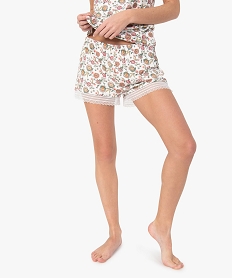 short de pyjama en maille fluide avec bas en dentelle femme imprimeG062901_1