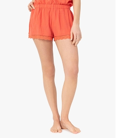 GEMO Short de pyjama femme avec bas dentelle Orange