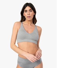 GEMO Brassière de sport femme avec bretelles croisées dans le dos Gris