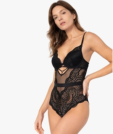 GEMO Body femme en dentelle avec armatures Noir