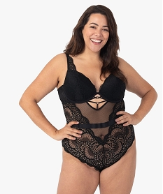 body femme grande taille en dentelle avec armatures noirG064801_1