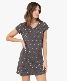 GEMO Chemise de nuit imprimée à manches courtes femme Gris