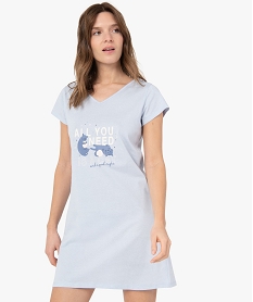 GEMO Chemise de nuit imprimée à manches courtes femme bleu standard