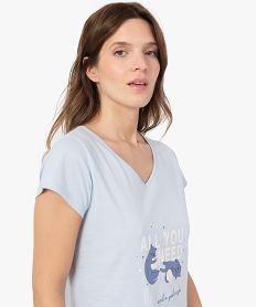 chemise de nuit imprimee a manches courtes femme bleuG065201_2