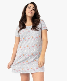 chemise de nuit a manches courtes avec motifs femme grande taille grisG065501_1