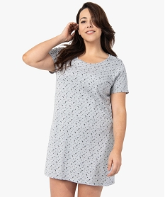 chemise de nuit a manches courtes avec motifs femme grande taille grisG065601_1