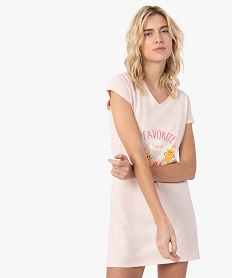 GEMO Chemise de nuit imprimée à manches courtes femme rose standard