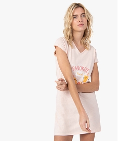 GEMO Chemise de nuit imprimée à manches courtes femme Rose