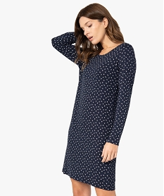 GEMO Chemise de nuit à manches longues femme bleu vif
