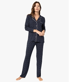 GEMO Pyjama deux pièces femme : chemise et pantalon bleu vif