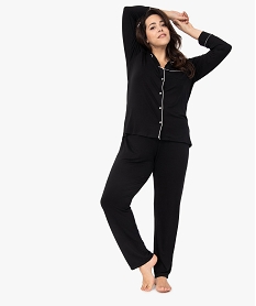 pyjama femme grande taille deux pieces   chemise et pantalon noir pyjamas ensembles vestesG067501_2