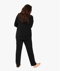 pyjama femme grande taille deux pieces   chemise et pantalon noir pyjamas ensembles vestesG067501_3