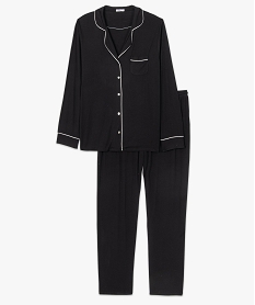 pyjama femme grande taille deux pieces   chemise et pantalon noir pyjamas ensembles vestesG067501_4