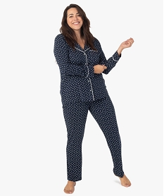 GEMO Pyjama femme grande taille deux pièces : chemise et pantalon Imprimé