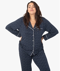 pyjama femme grande taille deux pieces   chemise et pantalon imprimeG067701_2