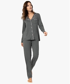 GEMO Pyjama deux pièces femme : chemise et pantalon Gris