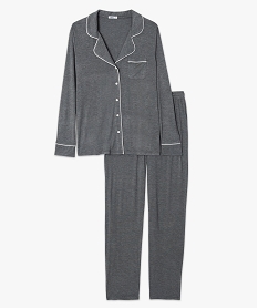 pyjama deux pieces femme   chemise et pantalon gris pyjamas ensembles vestesG067801_4