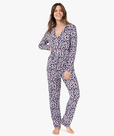 pyjama deux pieces femme   chemise et pantalon imprimeG067901_1