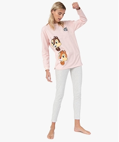 pyjama femme bicolore avec motif disney rose pyjamas ensembles vestesG068101_1