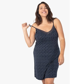 GEMO Nuisette femme grande taille à bretelles et col V dentelle dore