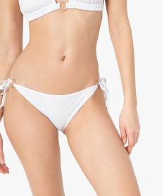 GEMO Culotte de bain femme en maille ajourée Blanc